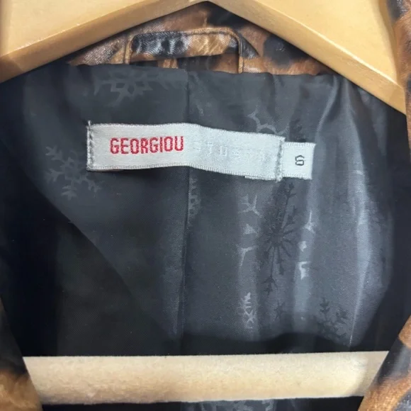 Vintage Georgiou Studio jacket leopard print belted lightweight trench size S - Picture 6 of 8